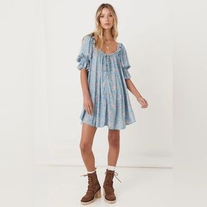 Spell Dolly Mini Dress blue floral